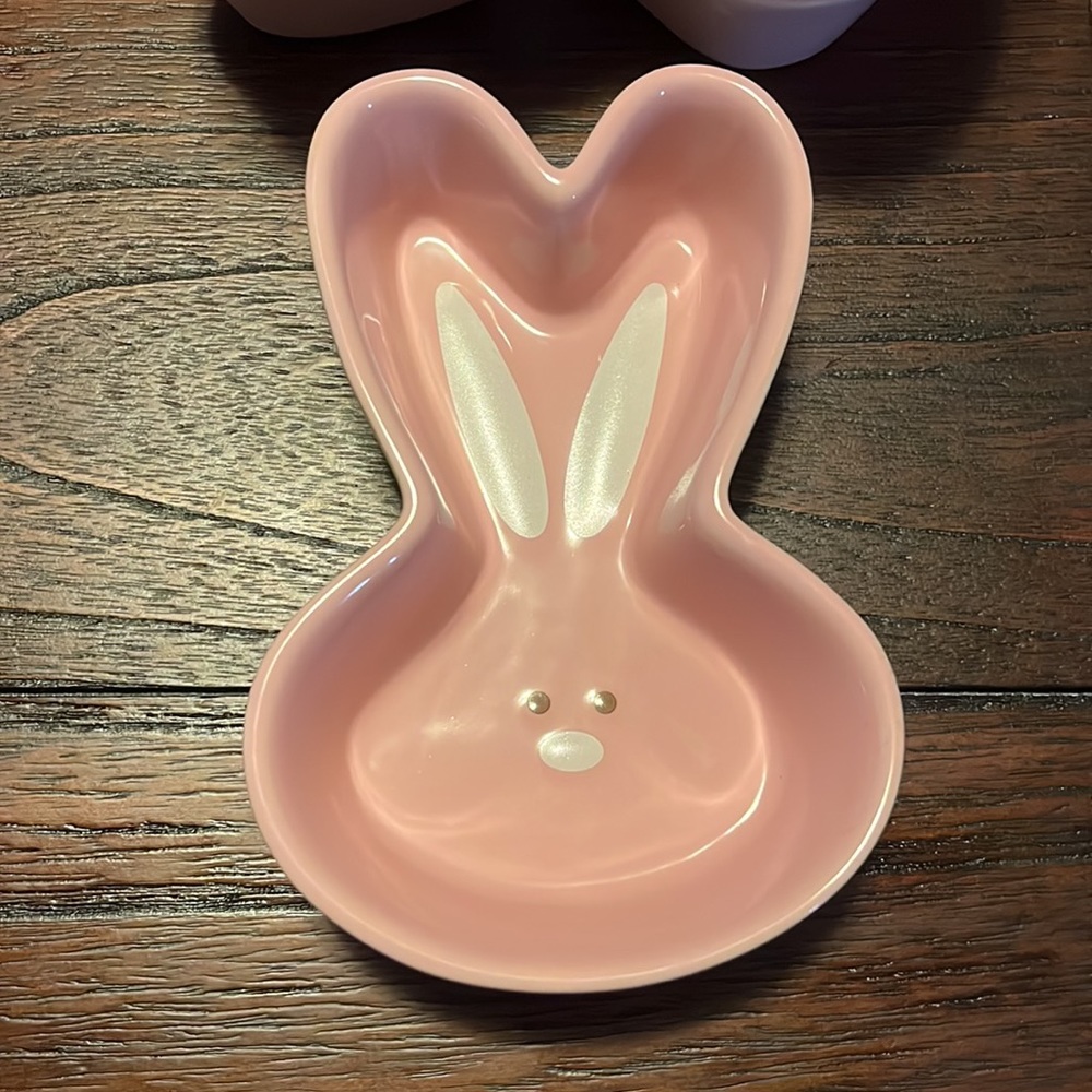 4 New Bunny Baking Dishes Ramekins Pink Easter Rabbits Set Spring Home Decor